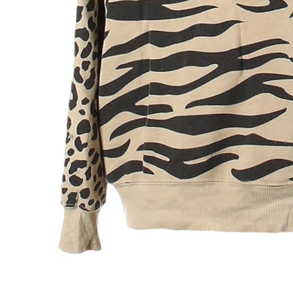 Wildfox L French Terry Oversized Sweatshirt Cozy Comfy Beige Animal Print - Picture 5 of 6
